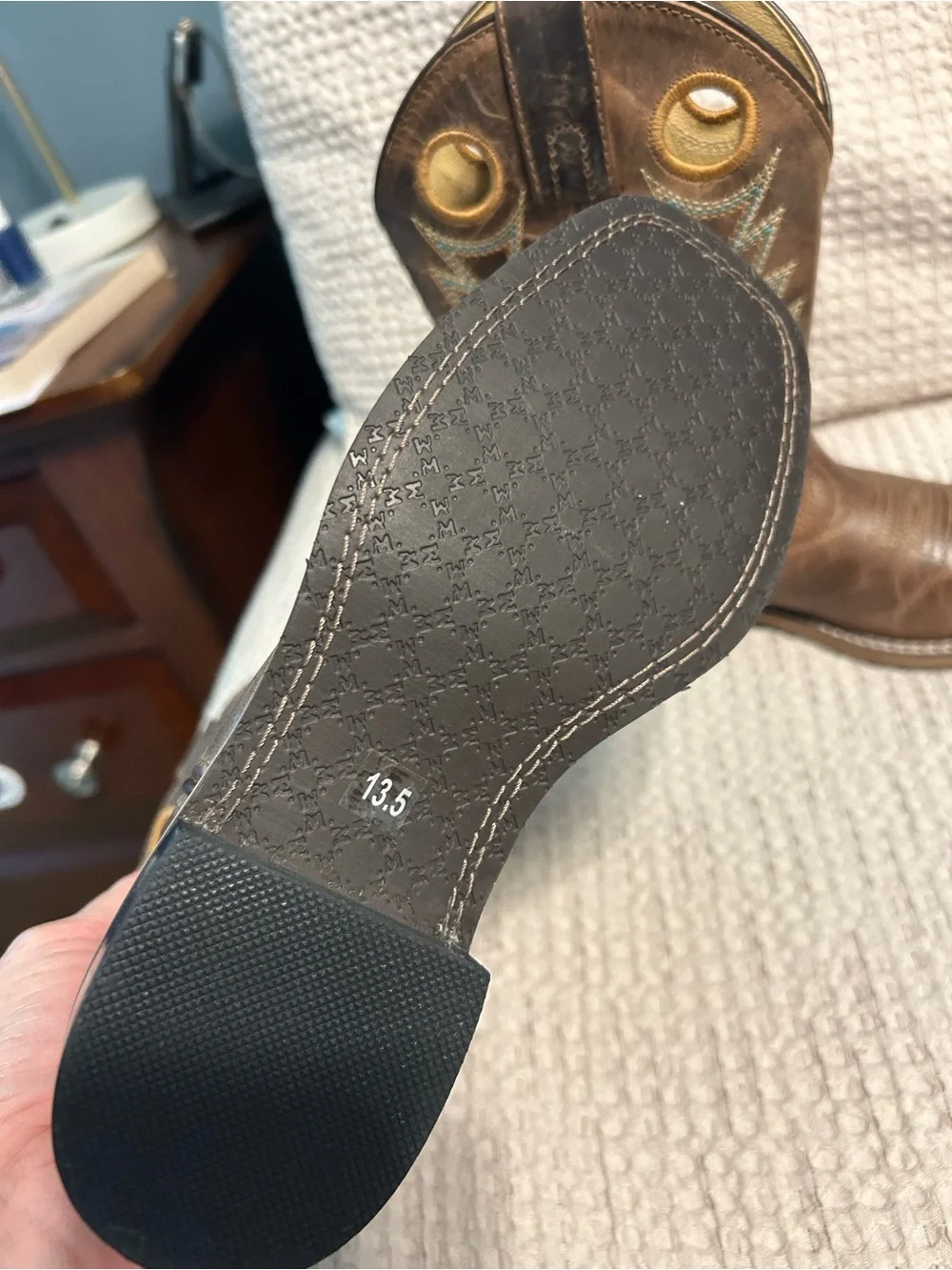 Kids Brown Pull-On Western Cowboy Boots with Decorative Stitching